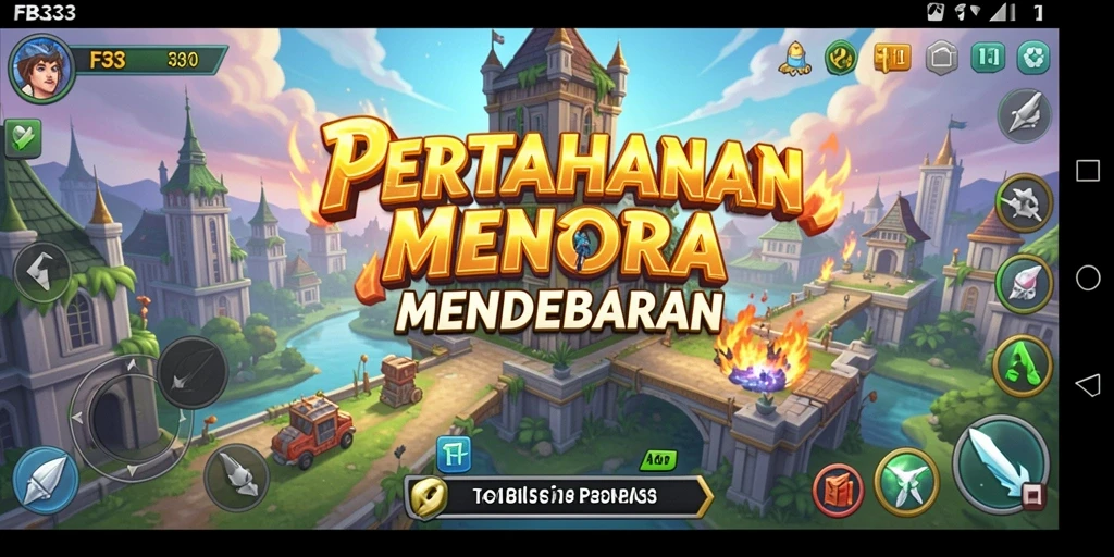 Tampilan aksi seru dalam game Tower Defense FB333.