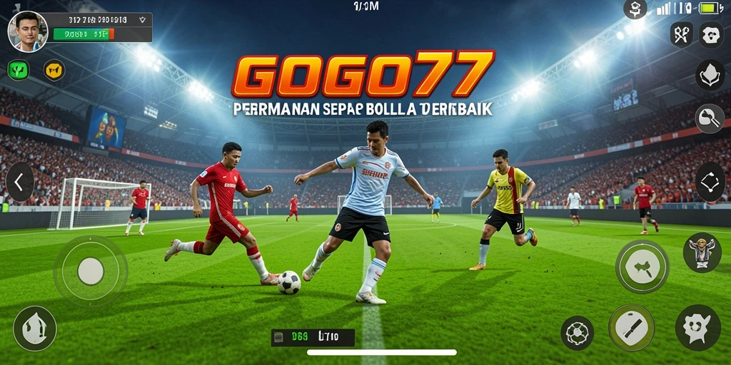 Tampilan gameplay GOGO77 yang penuh aksi sepak bola.