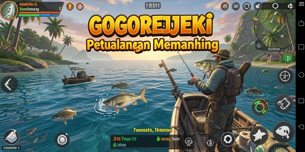 Tangkapan ikan terbesar di <strong>GOGOREJEKI</strong> dengan latar belakang laut yang menakjubkan.