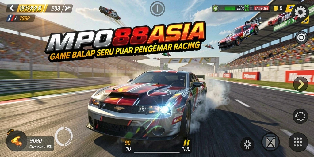 Gameplay seru dengan mobil balap di trek yang menantang.