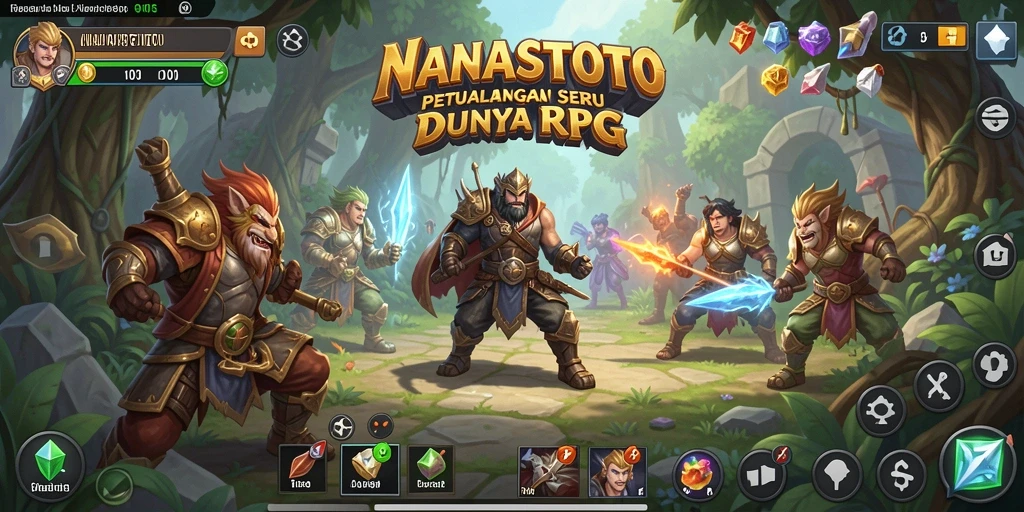 Tangkapan layar gameplay <strong>NANASTOTO</strong> yang menampilkan aksi RPG yang dinamis.