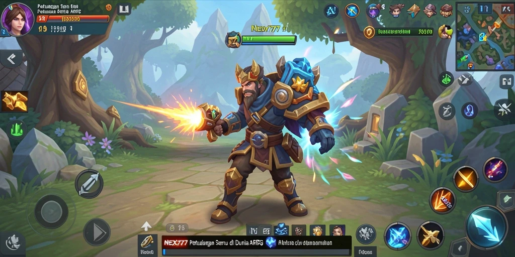 Screenshot menunjukkan pertarungan seru di dunia fantasi NEX777.