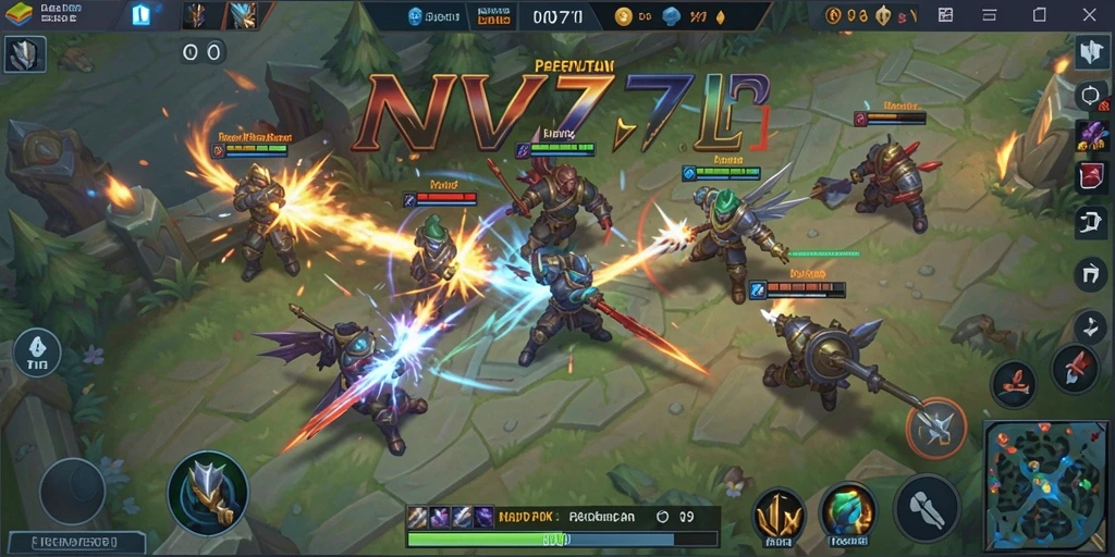 Screenshot <strong>NV77</strong> menampilkan aksi seru dalam pertempuran MOBA.