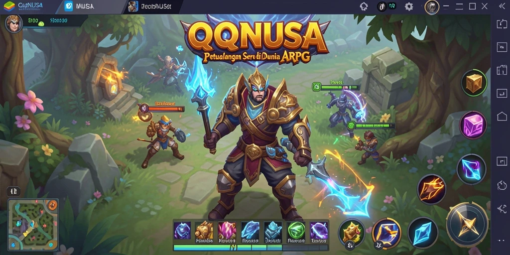 Screenshot gameplay <strong>QQNUSA</strong> menampilkan pertarungan seru antara karakter dan monster.