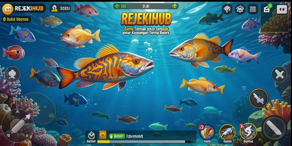 Tampilan gameplay seru saat menembak ikan di REJEKIHUB.