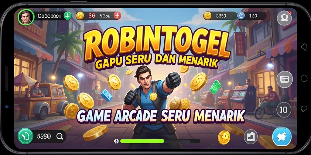 Tangkapan layar utama gameplay ROBINTOGEL yang penuh aksi dan tantangan.