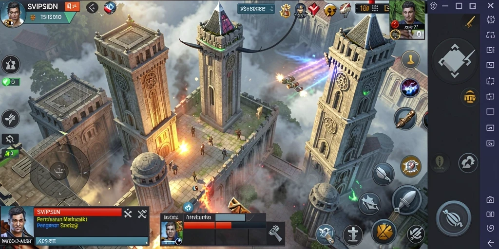 Tampilan gameplay SVIPSIDN yang memukau dalam pertahanan menara.